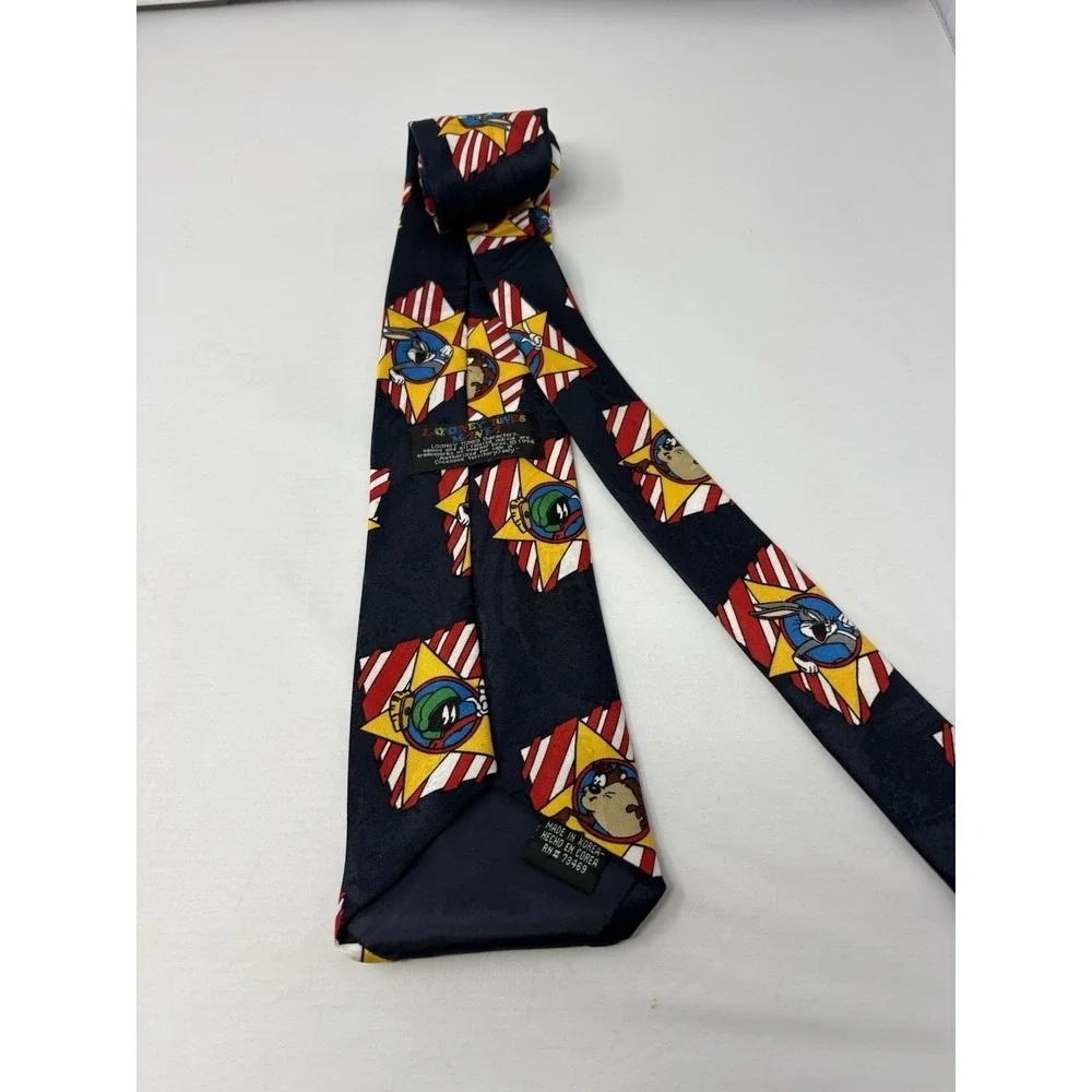 Looney Tunes Mania Tie Bugs Bunny Taz Marvin Necktie Warner Bros Stars Vtg 90s
